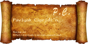 Pavlyak Ciprián névjegykártya
